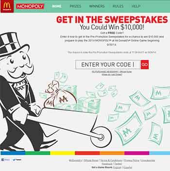 Mcdonald Monopoly 2014