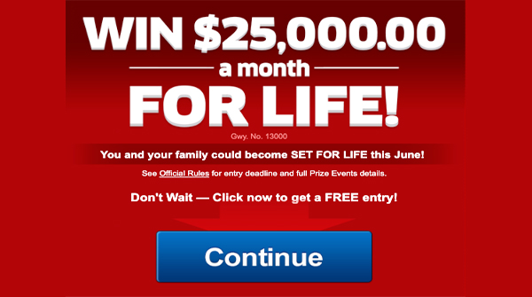 Win PCH $25,000.00 a Month for Life